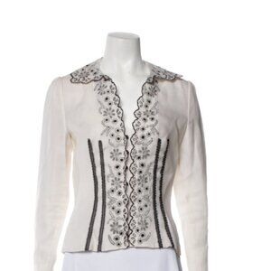 Douglas Hannant Embroidered Long Sleeve Button-Up Top